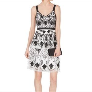 Adrianna Papell beaded dress. Size 10 Black and white .